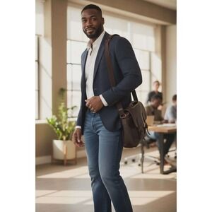 AND NOW THIS Mens Blue Denim Jeans Size 34x32 Straight Leg Casual Workwear EUC